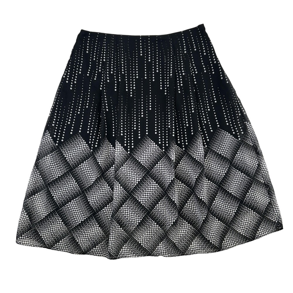 East 5th Skirt Womens 8 Black Geometric Pleated Knee Length Lined A-Line